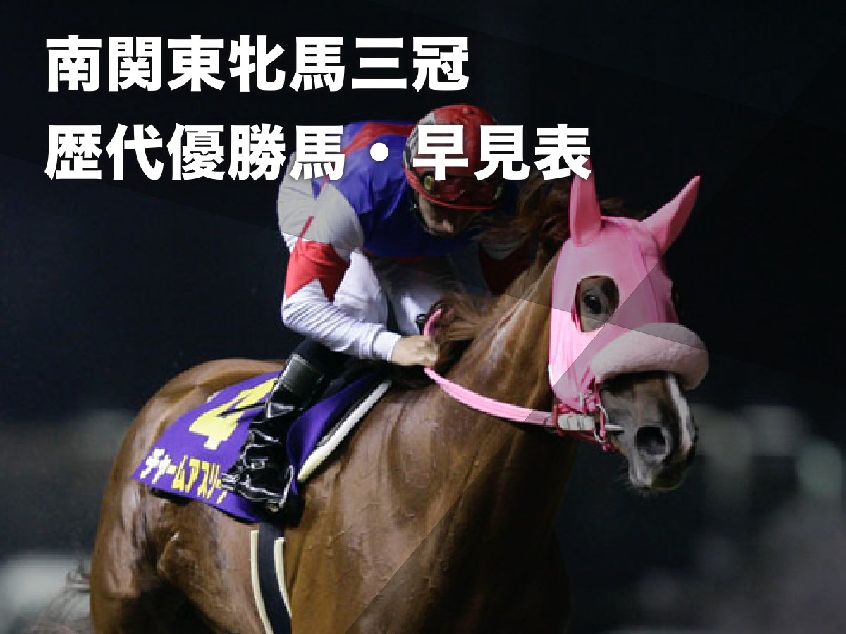 【早見表】南関東牝馬三冠(浦和桜花賞・東京プリンセス賞・関東オークス)歴代優勝馬一覧 歴代三冠馬はチャームアスリープ(2006年)ただ一頭