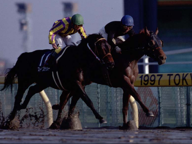 1997年フェブラリーS制覇時のシンコウウインディ(撮影：下野雄規)