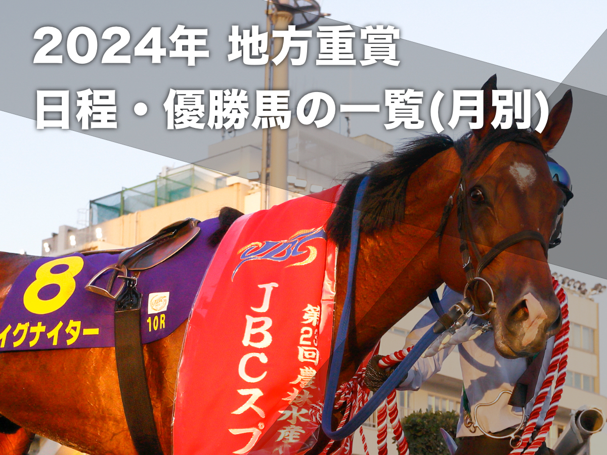 【地方重賞勝ち馬まとめ】地方重賞(ダートグレード以外も含む)の日程・開催地・優勝馬・優勝騎手の一覧