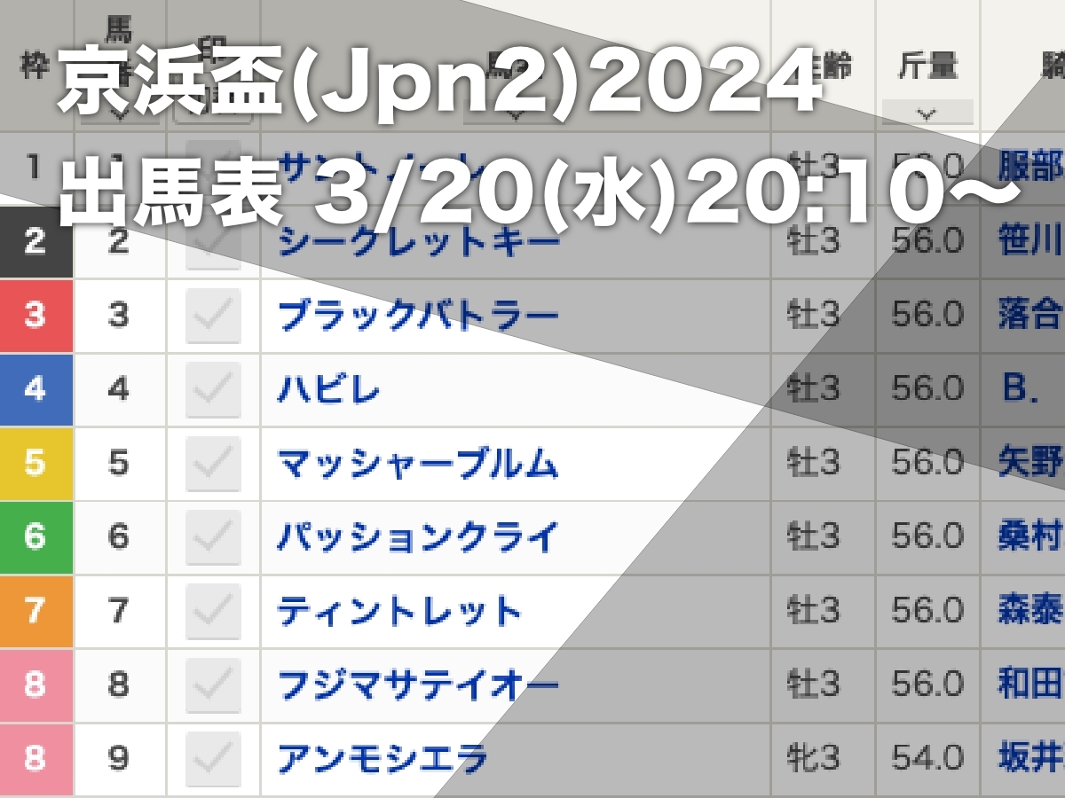 【京浜盃2024】出馬表・騎手・レース概要・歴代優勝馬など 羽田盃へのステップレース【3月20日(水)20時10分発走】