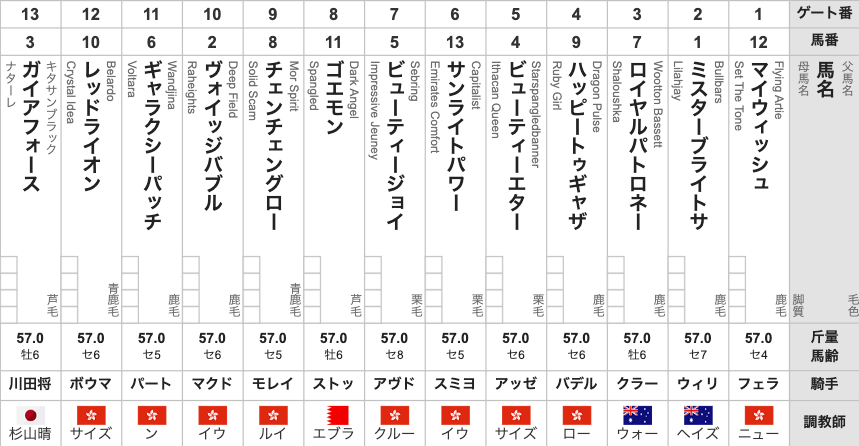 2025年チャンピオンズマイル(G1)枠順