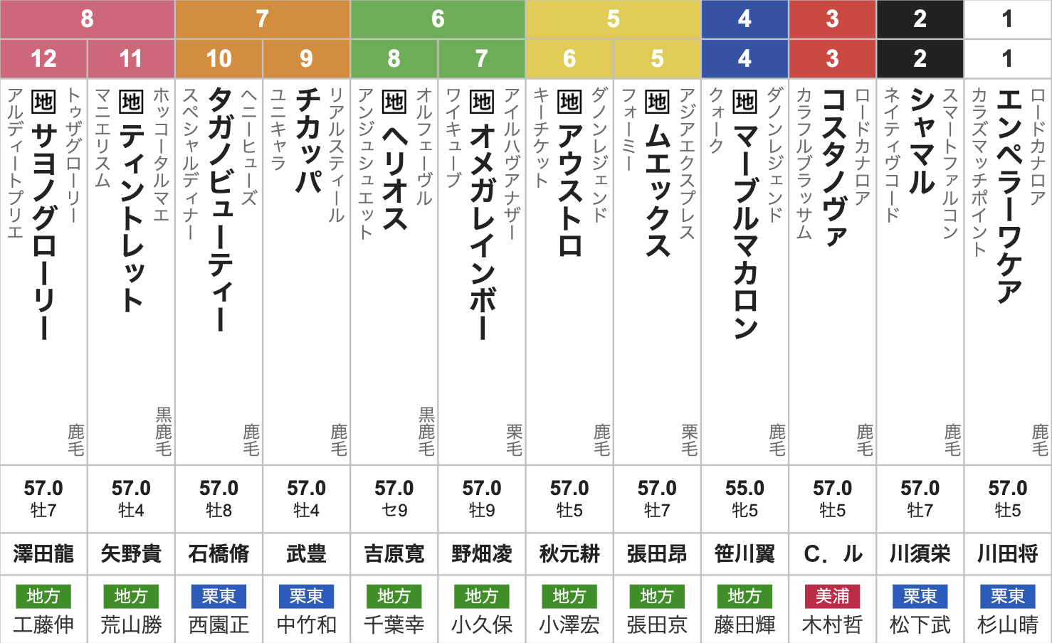 【さきたま杯2025枠順発表】全12頭 シャマル2枠2番・武豊チカッパ7枠9番など最新情報【6月25日(水)18時50分】