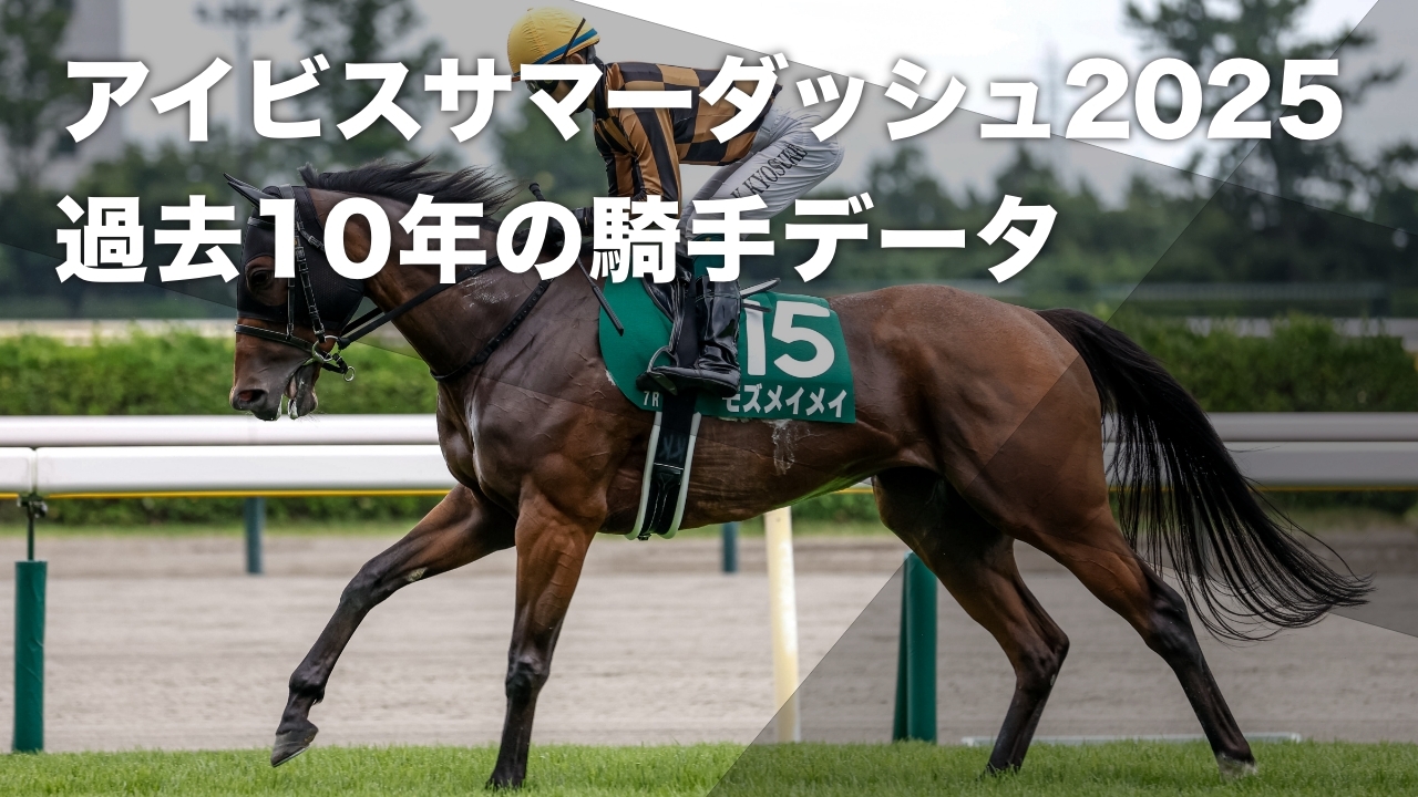 【アイビスサマーダッシュ2025予想】津村明秀騎手が119回騎乗で複勝率30パーセント超 過去10年のデータから見る 新潟直線芝1000mにおける騎手の勝率・連対率・複勝率・着別度数など最新情報