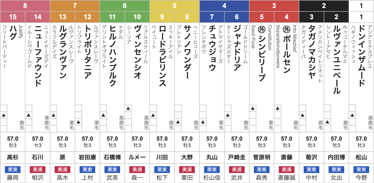 【レパードステークス2025枠順発表】全15頭 ルメール＆ヴィンセンシオ6枠10番・ジャナドリア4枠6番など最新情報【8月10日(日)15時45分】